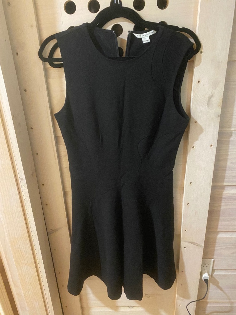 Diane Von Furstenburg structured black dress, pique, 10